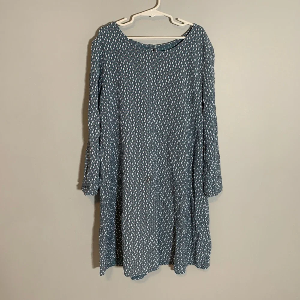 5/$25 Old‎ Navy Kids Blue Geometric Print Long Sleeve Dress Size L 10 12